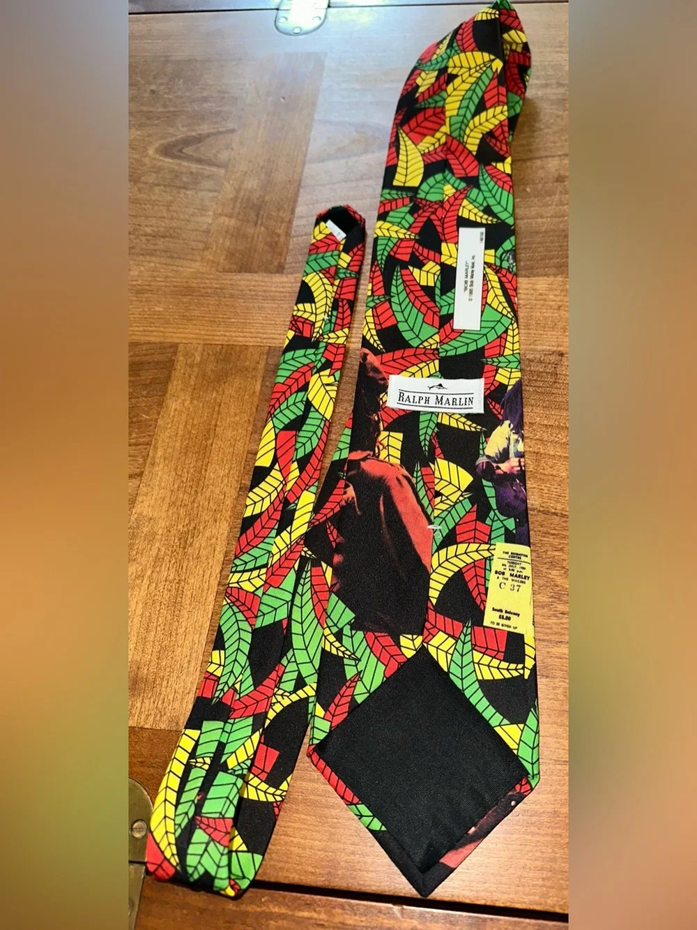 Ralph Marlin Bob Marley and The Wailers Collage Tie with Green Red Yellow Black